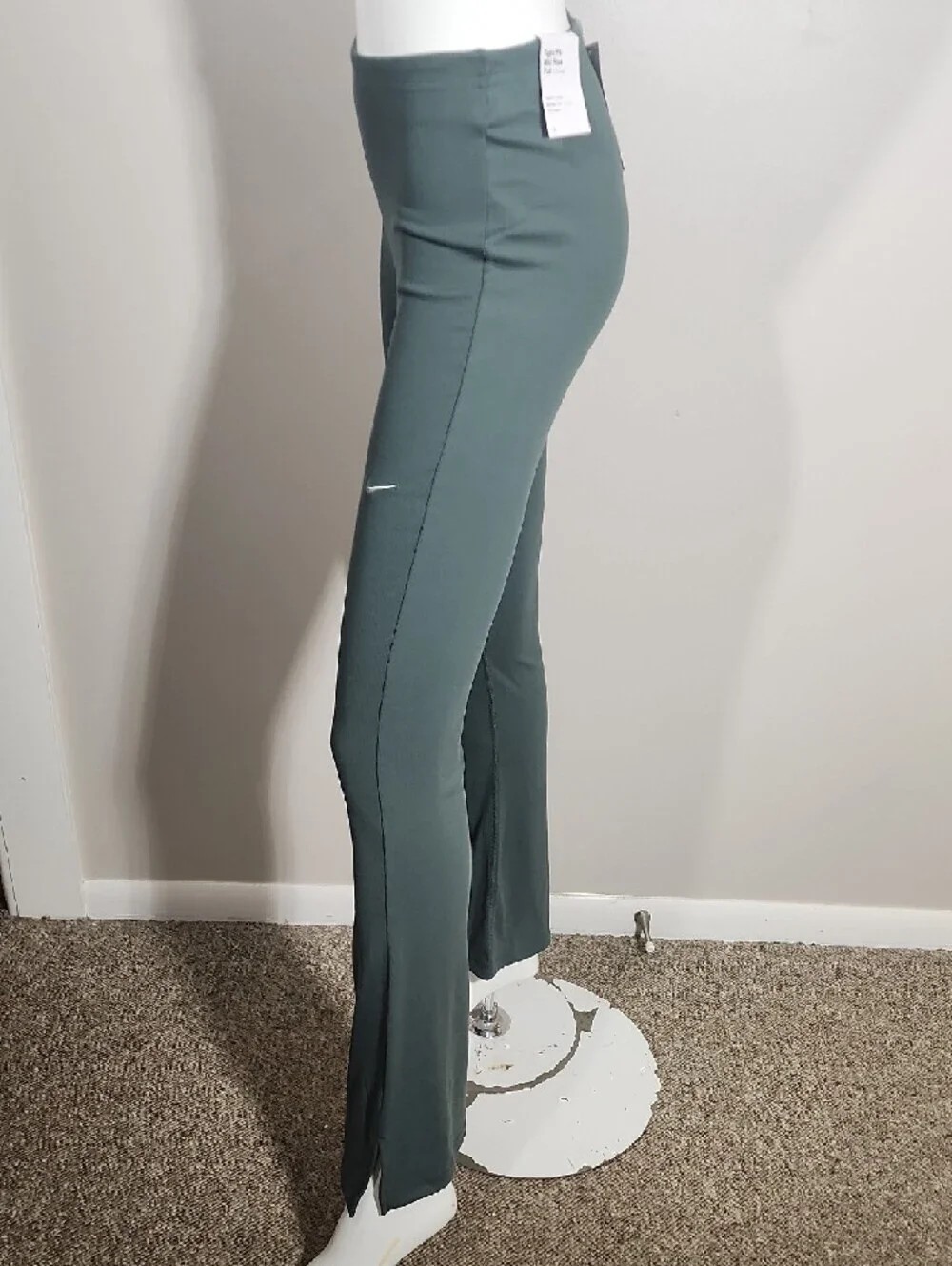 Nike Forest Green Flare Leggings with Small White Swoosh